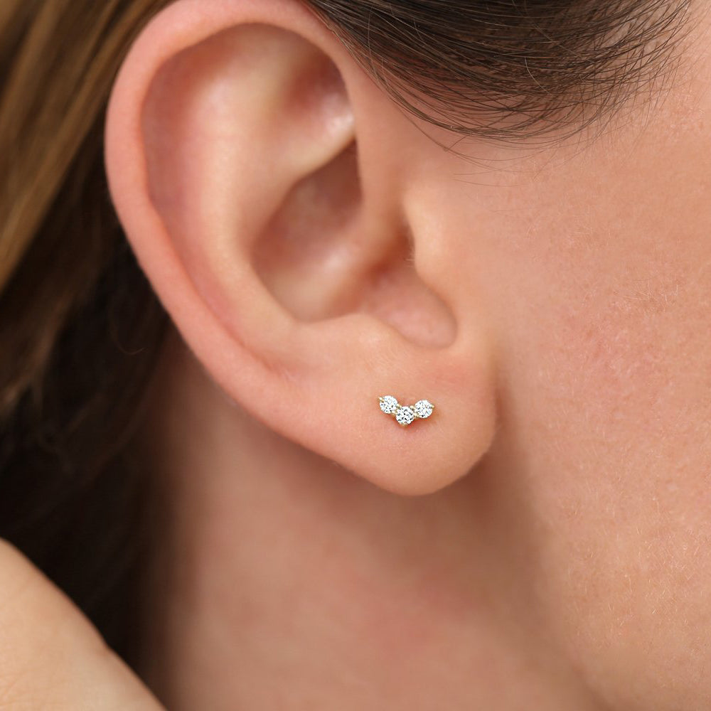Mini Trio Diamond Stud Earrings