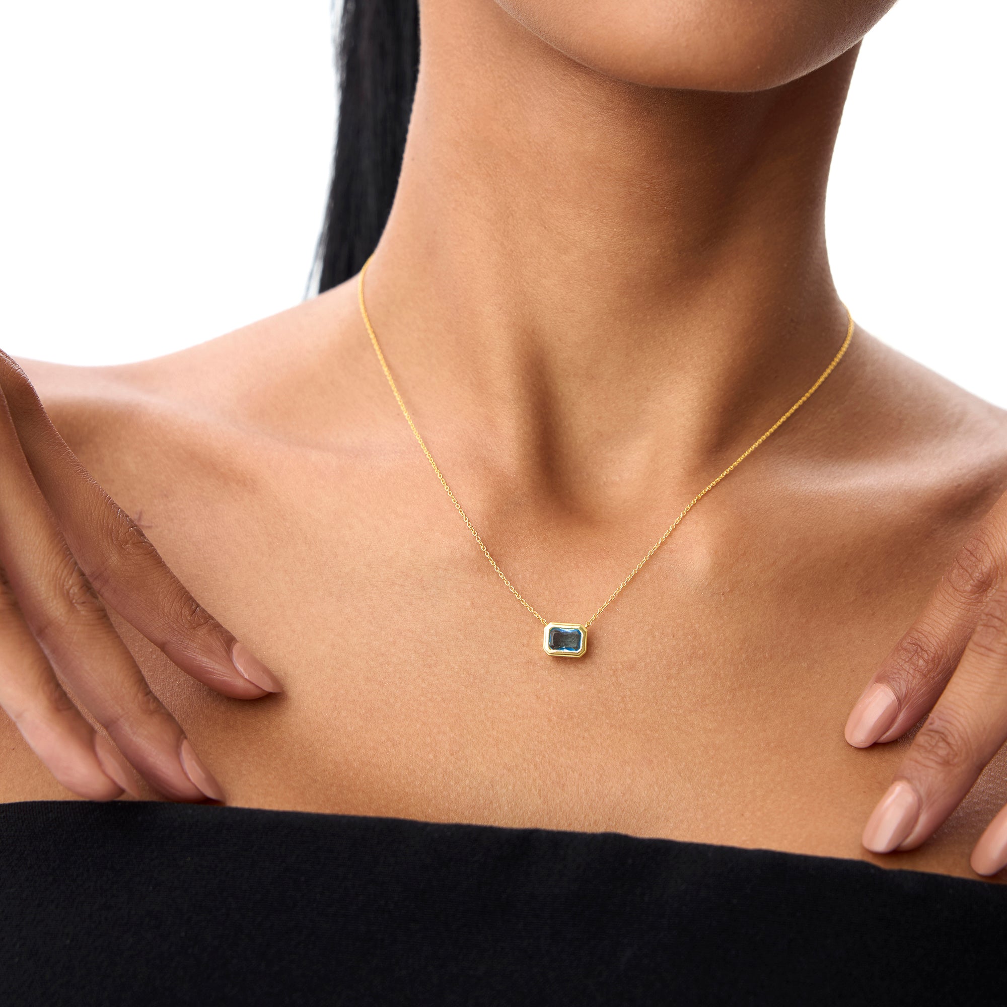 Emerald Cut Bezel Setting Blue Topaz