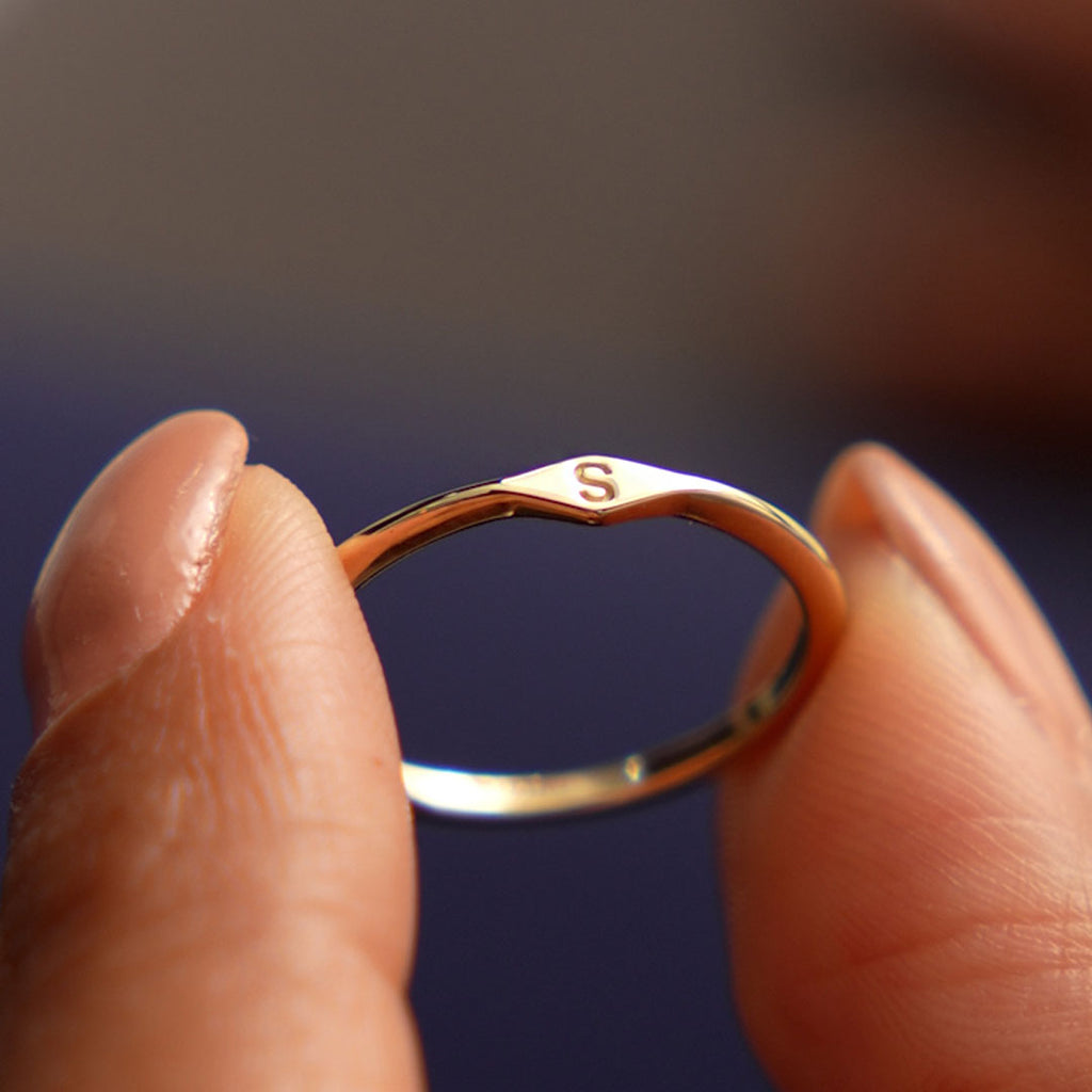 Diamond Shape Initial Ring