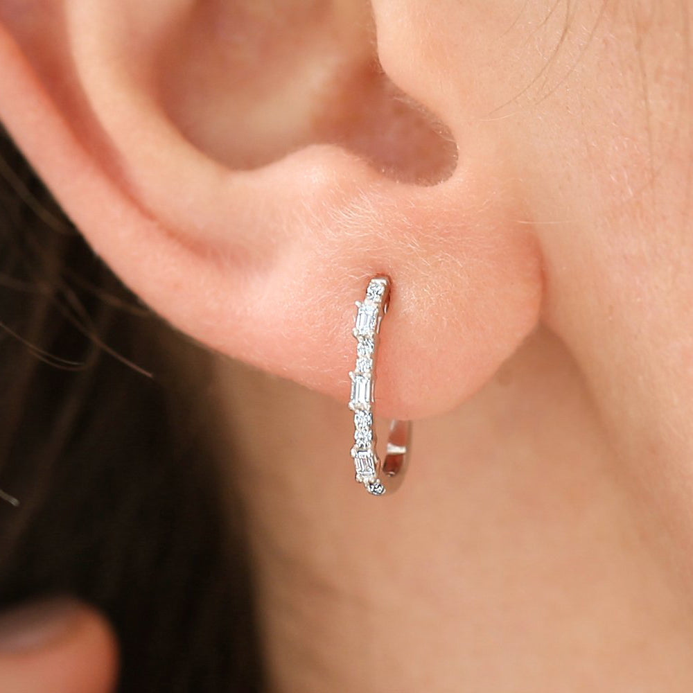 Baguette And Round Diamond Earrings