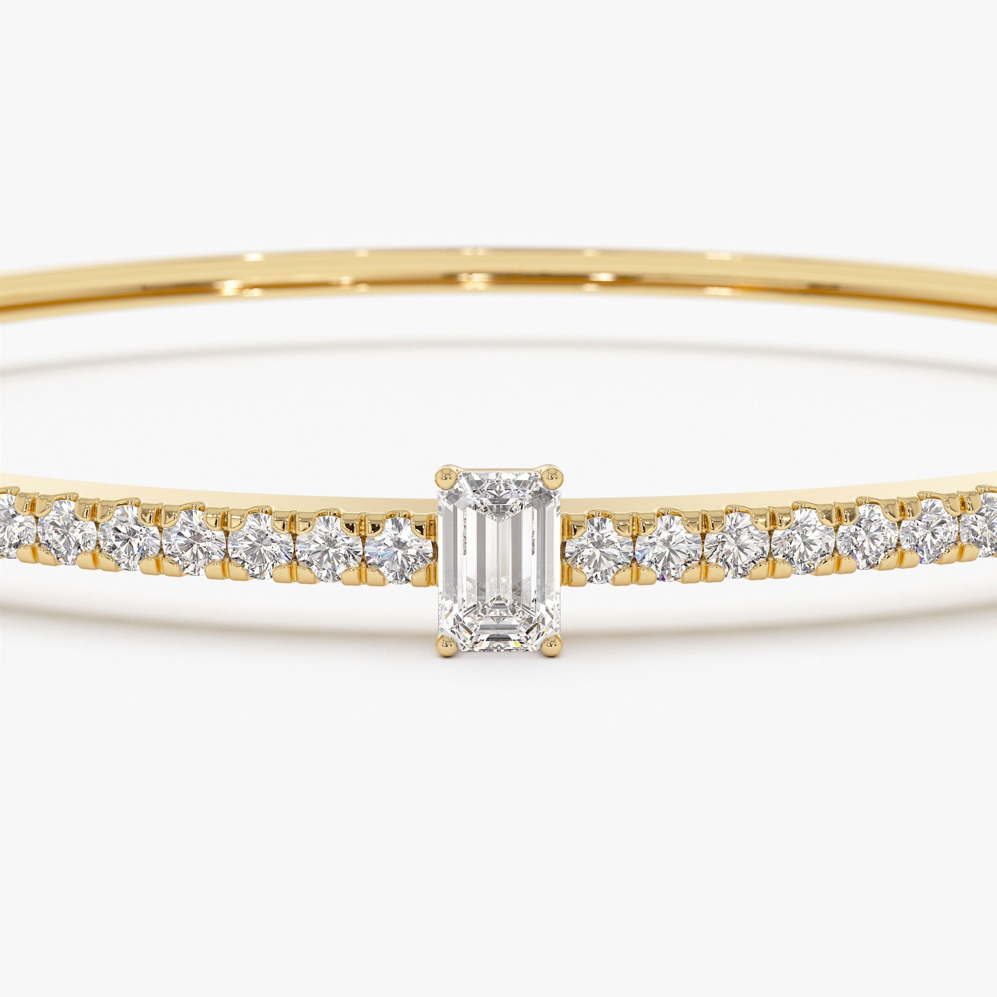 Emerald Cut and Round Diamond Bangle