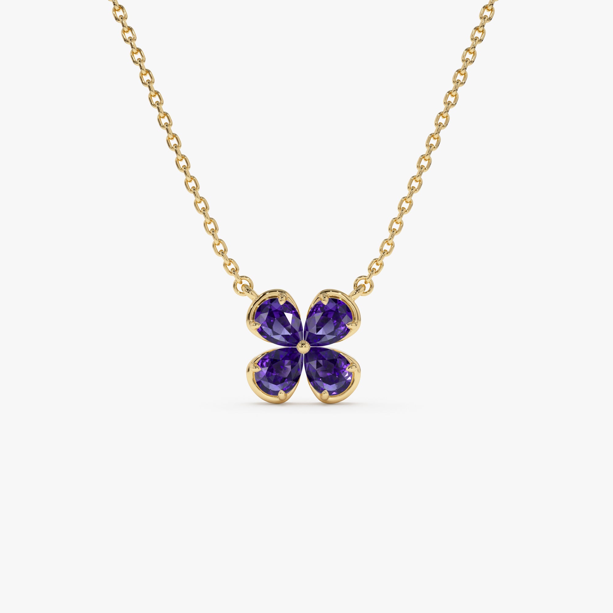 Four Leaf Amethyst Clover Necklace
