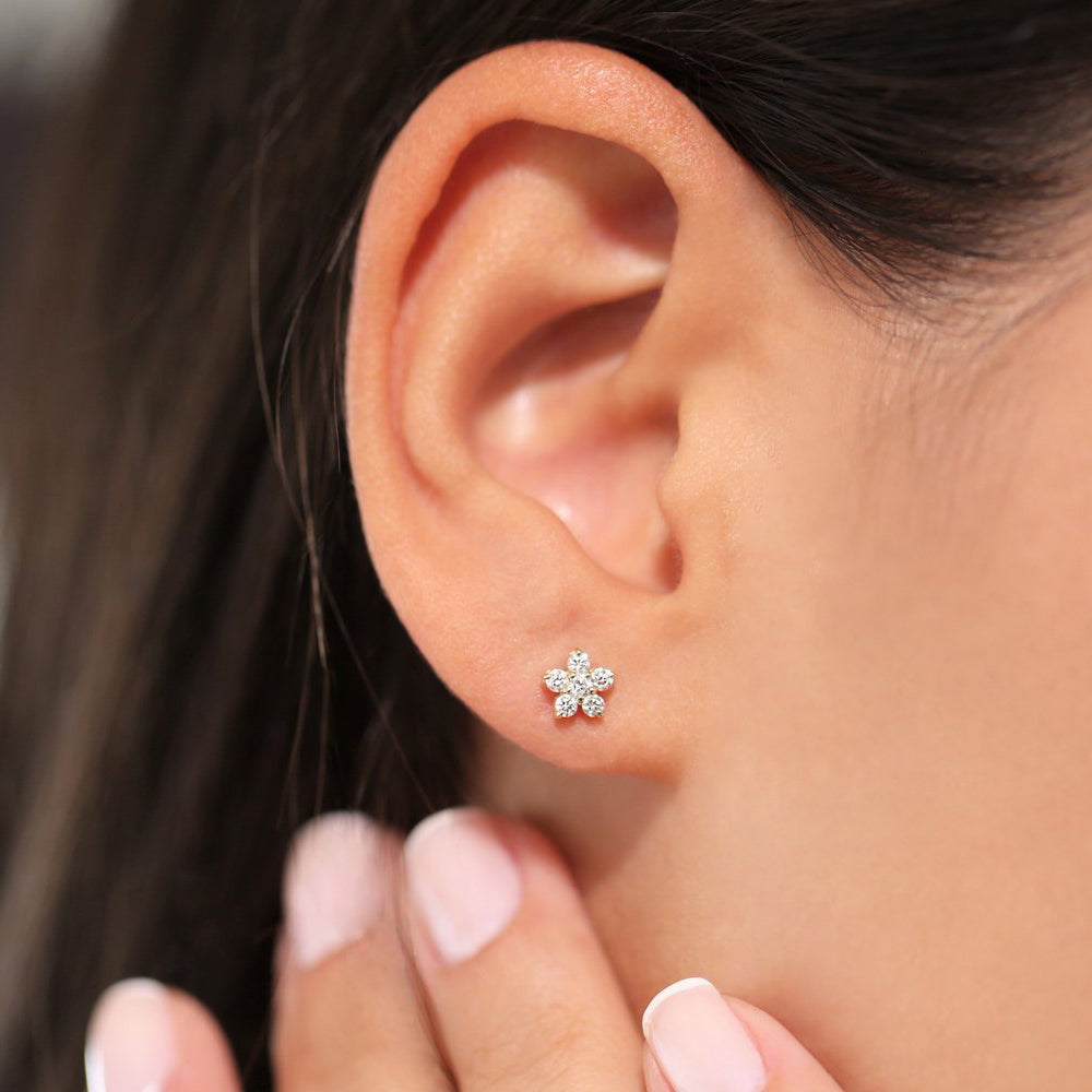 Diamond Flower Earrings