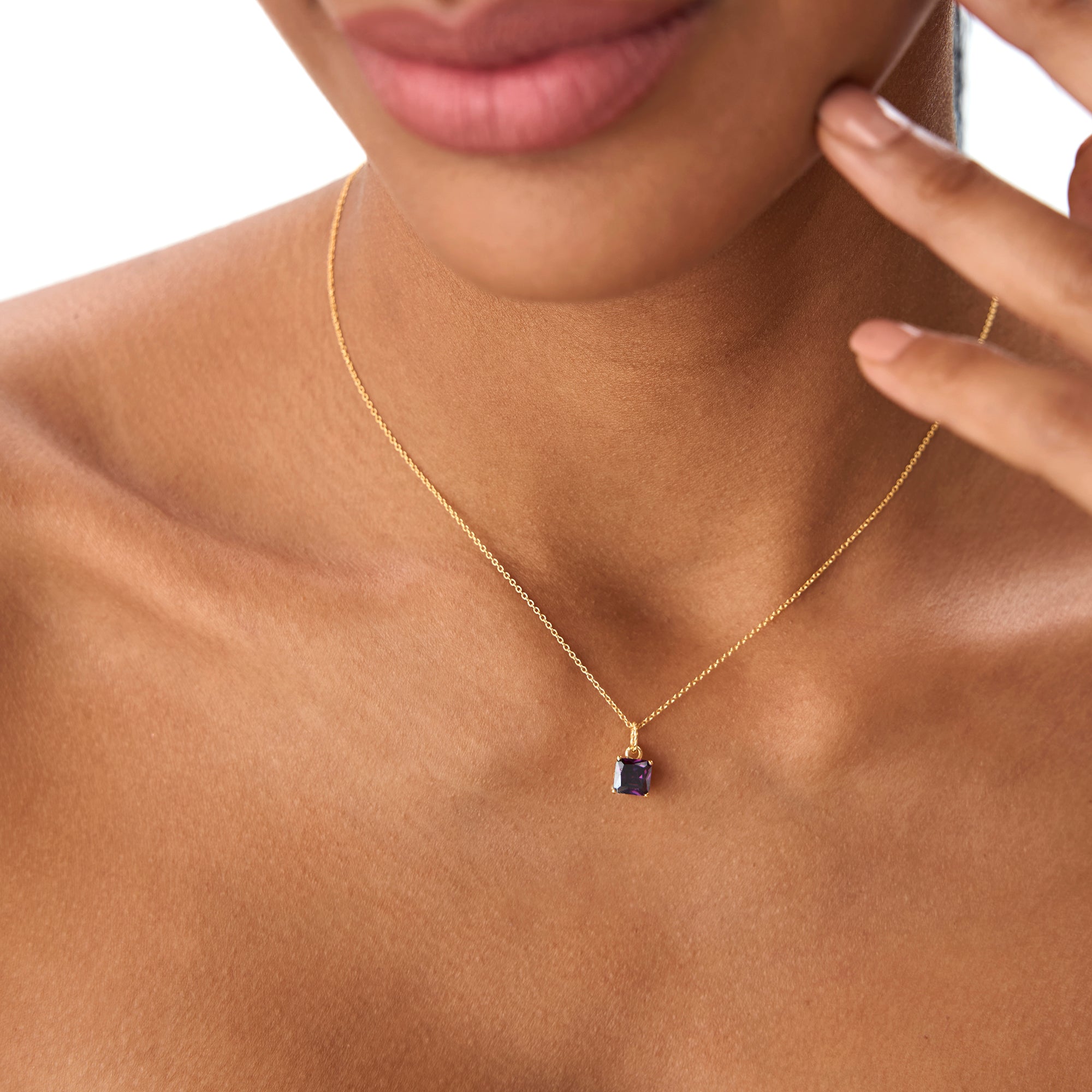 Cushion Cut Amethyst Solitaire Necklace