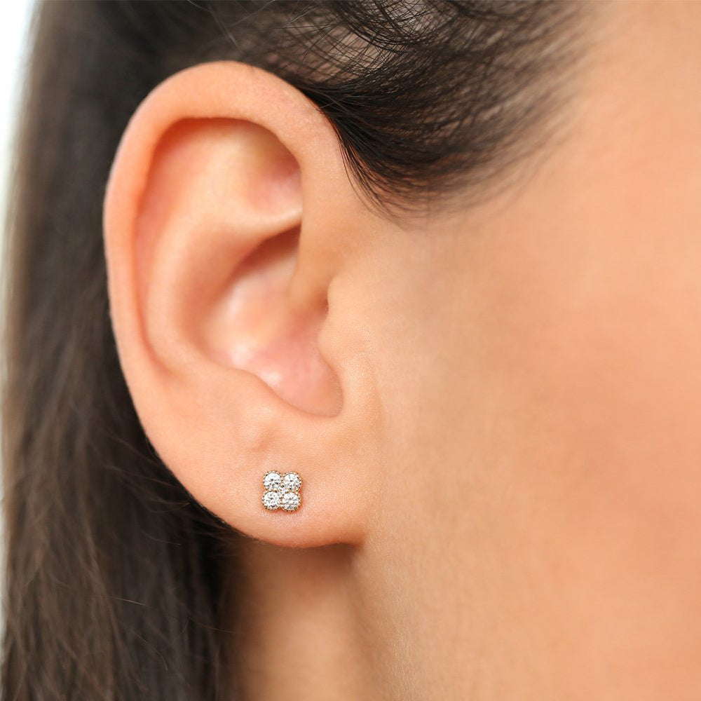 Diamond Cluster Floral Design Earrings