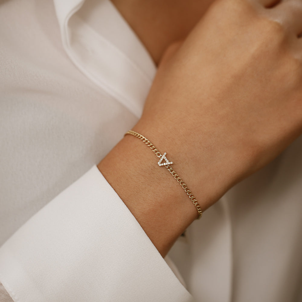 Diamond Initial Curb Bracelet