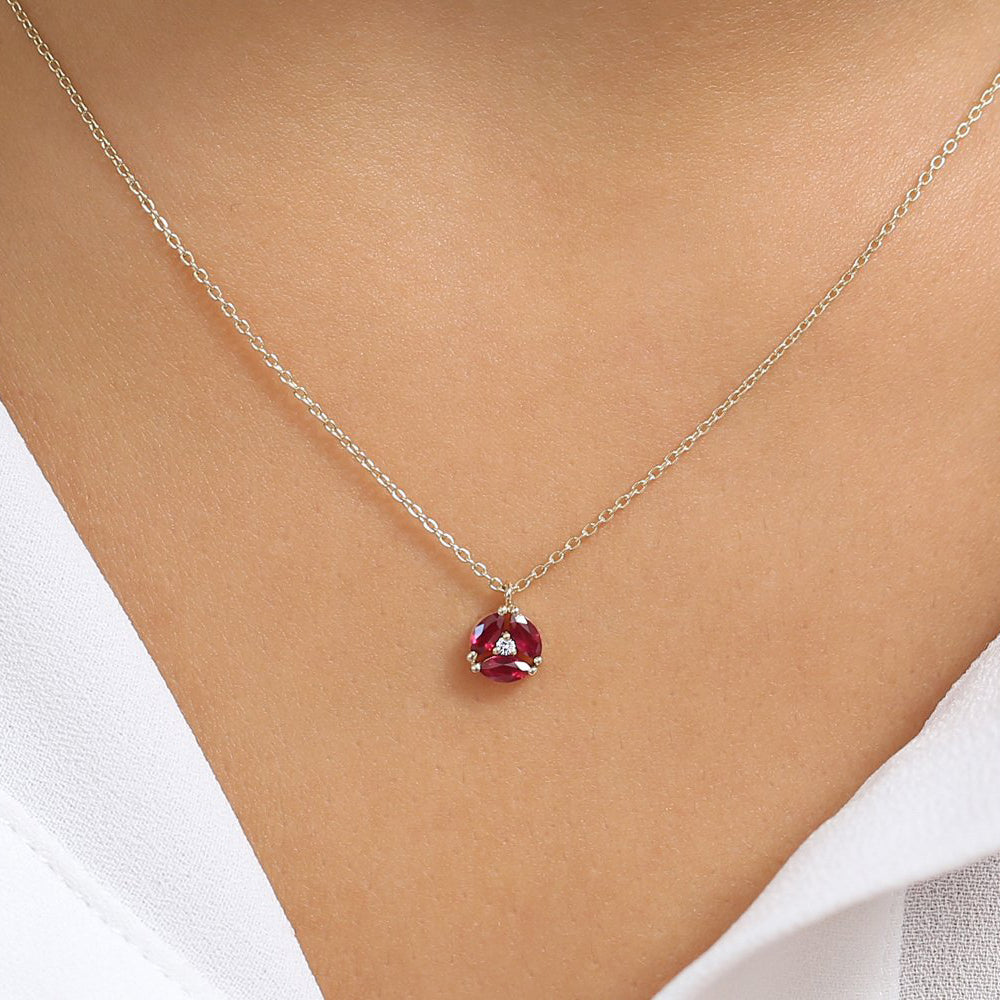 Marquise Ruby Cluster Necklace