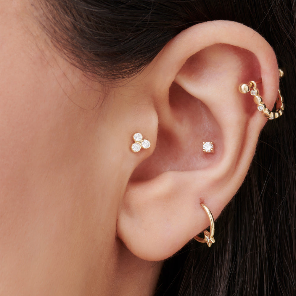 Dainty Diamond Trio Helix Piercing