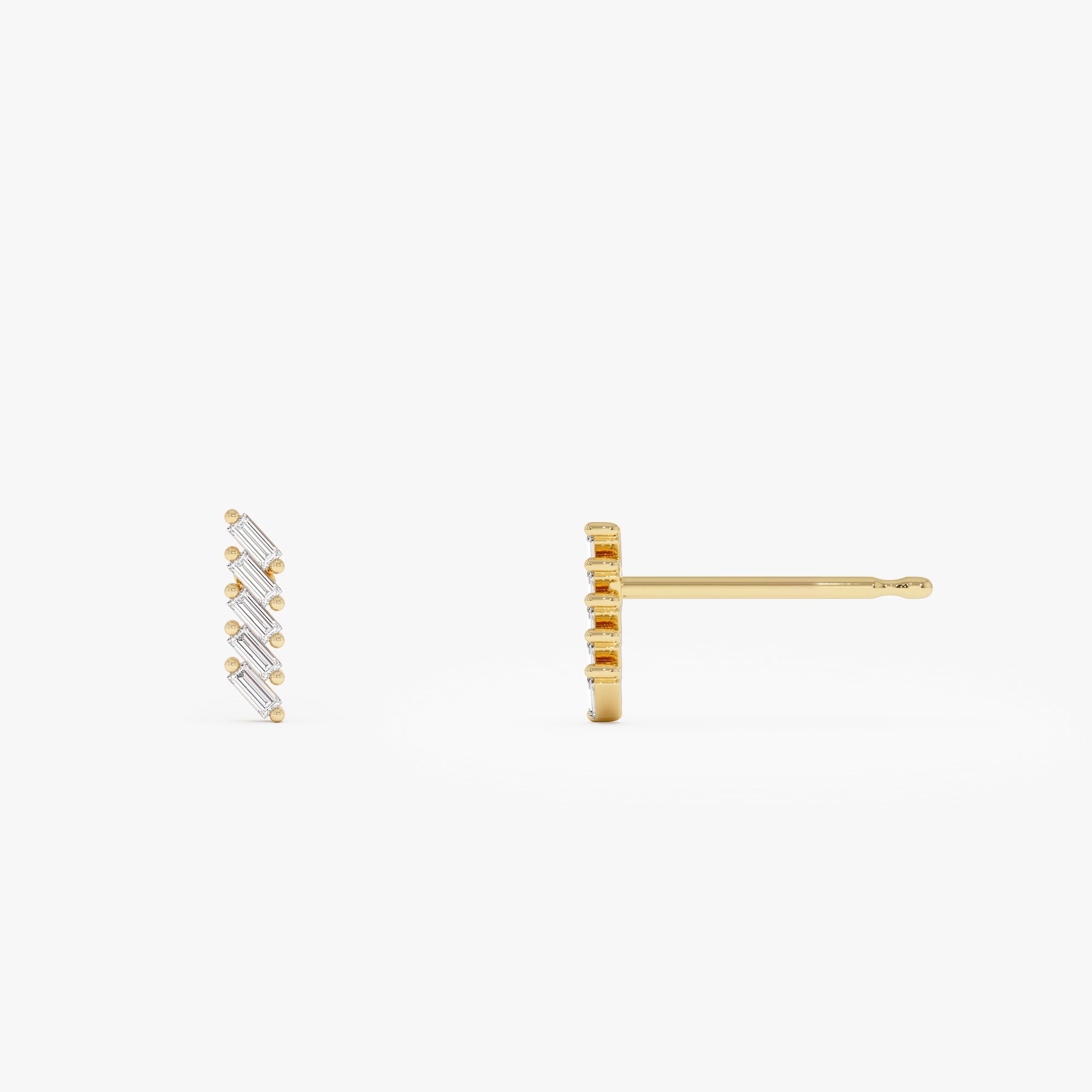 Geometric Baguette Diamond Studs