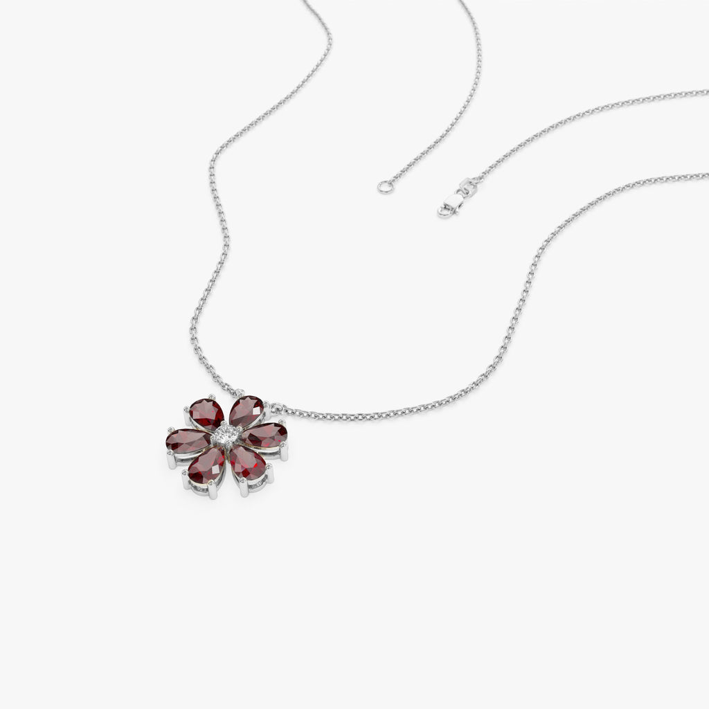 Garnet Flower Necklace