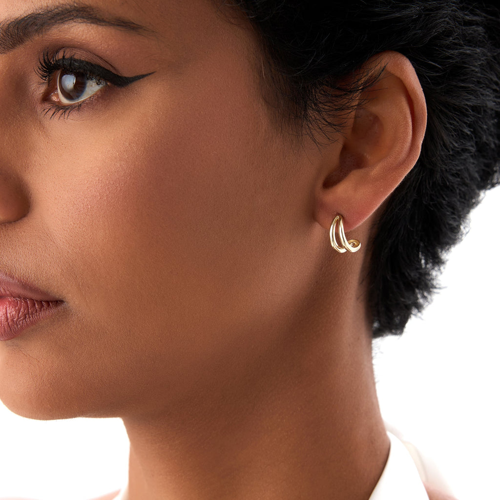 Double Curved J Hoop Earrings