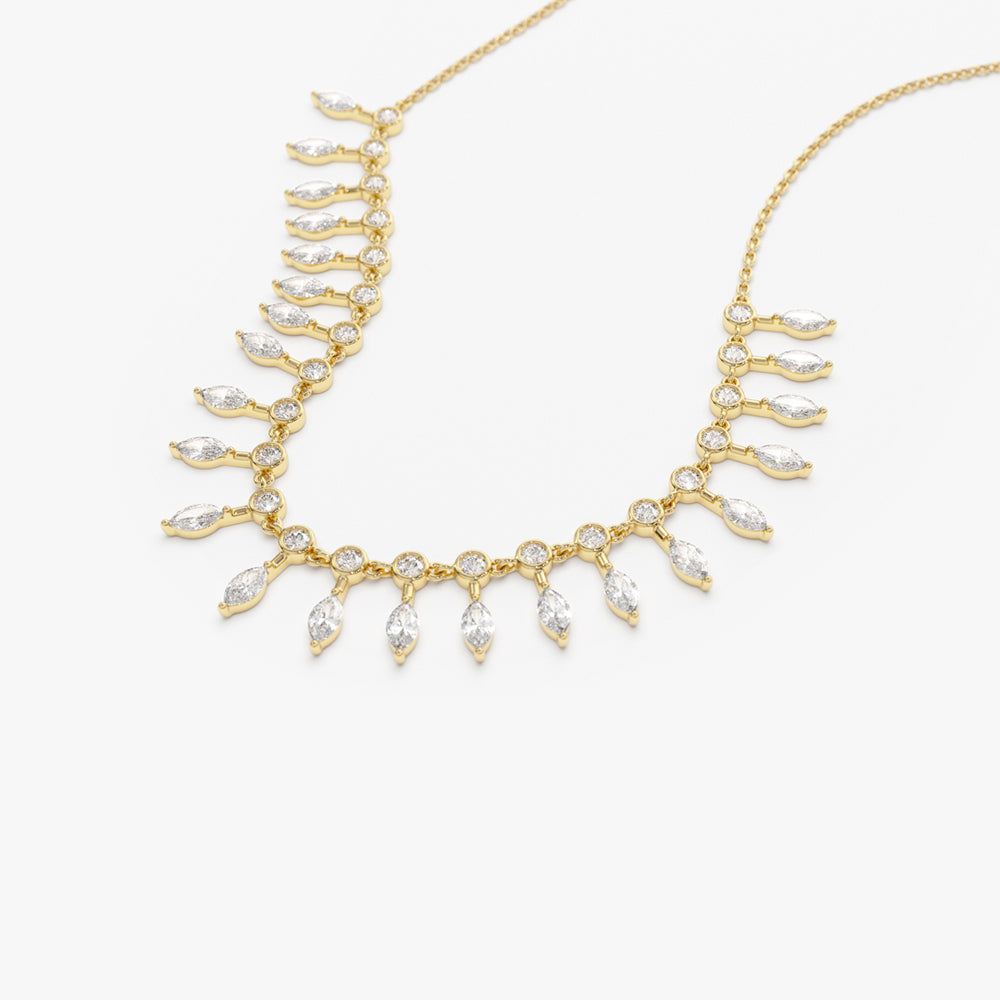 Marquise and Round Diamonds Statement Piece Necklace