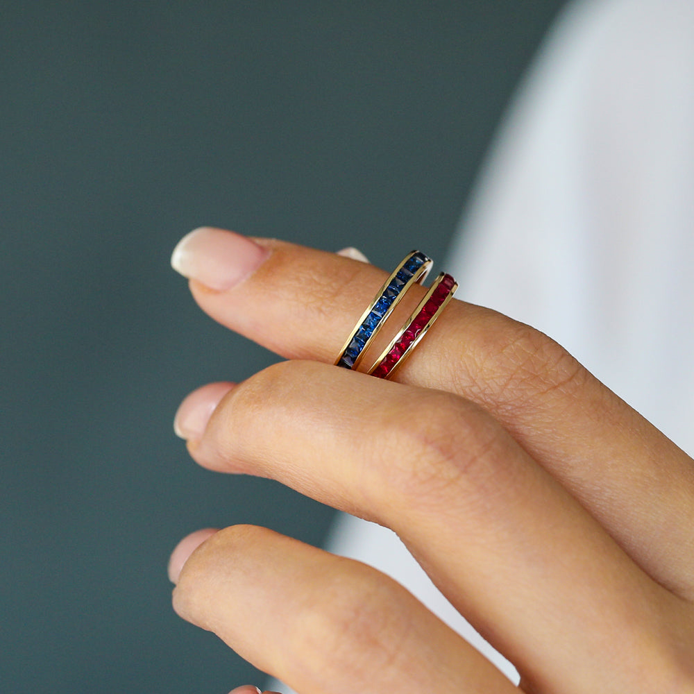 Full Eternity Princess Cut Sapphire Ring