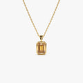 Emerald Cut Citrine Vertical Bezel Setting Pendant