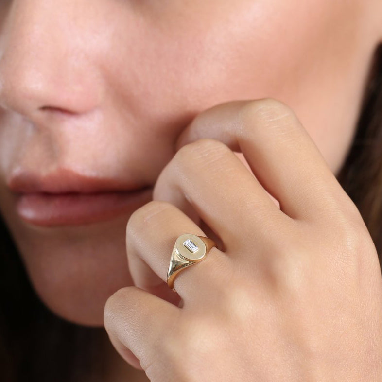 Baguette Diamond Signet Ring
