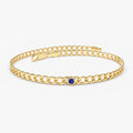 Cuban Link Bracelet w/ Bezel Setting Sapphire