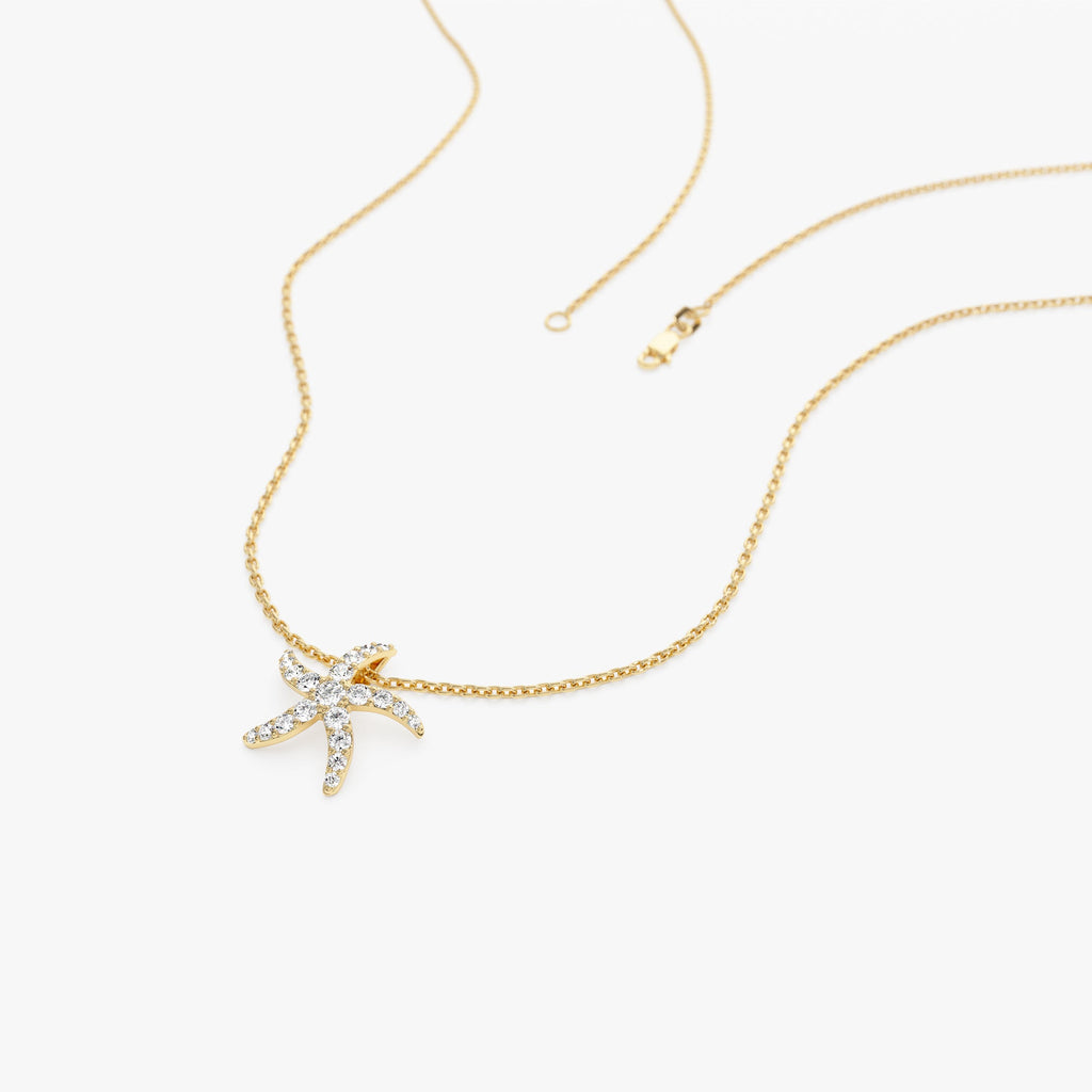 Diamond Starfish Charm Pendant