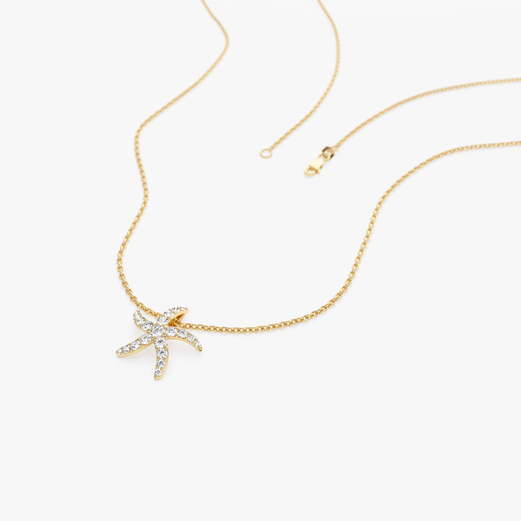 Diamond Starfish Charm Pendant