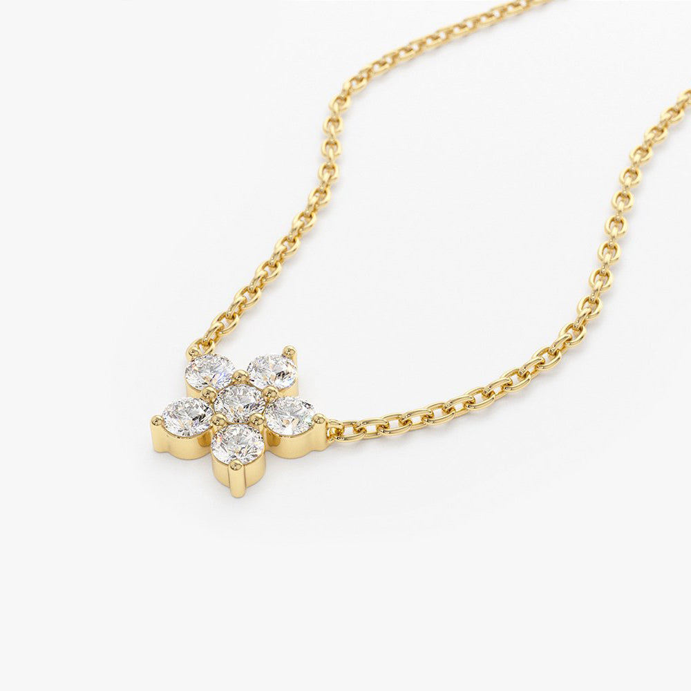 Flower Charm Diamond Necklace