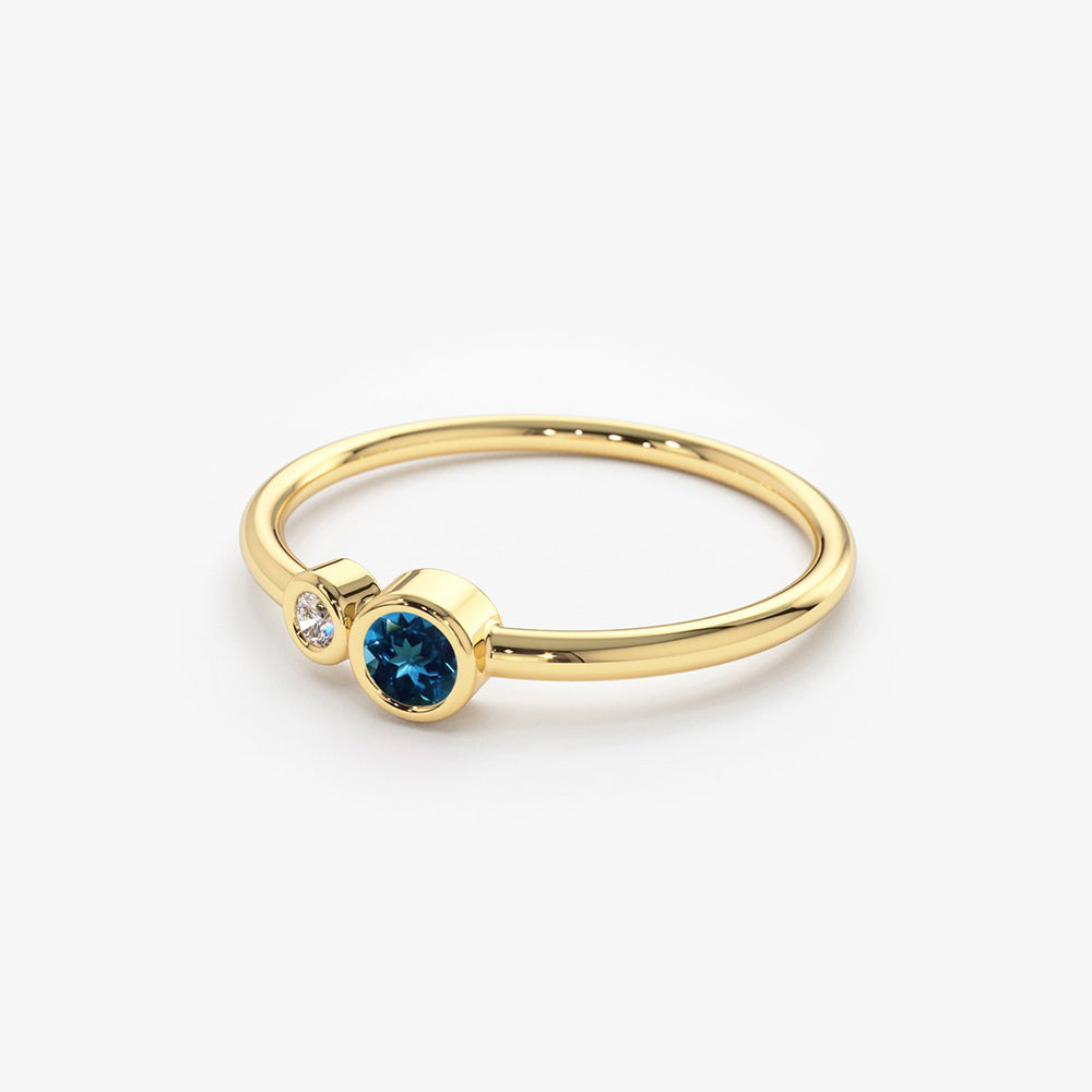 Bezel Setting London Blue Topaz and Diamond Ring