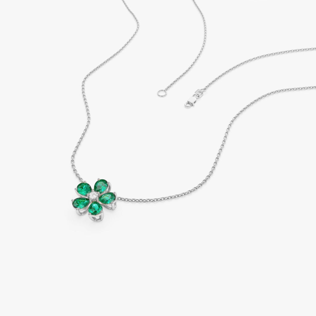 Emerald and Diamond Floral Pendant