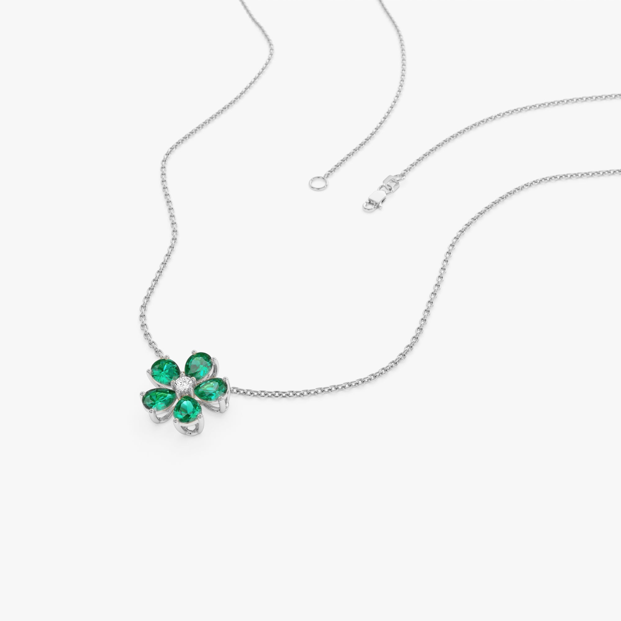 Emerald and Diamond Floral Pendant