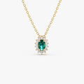 Emerald Necklace with Halo Diamonds