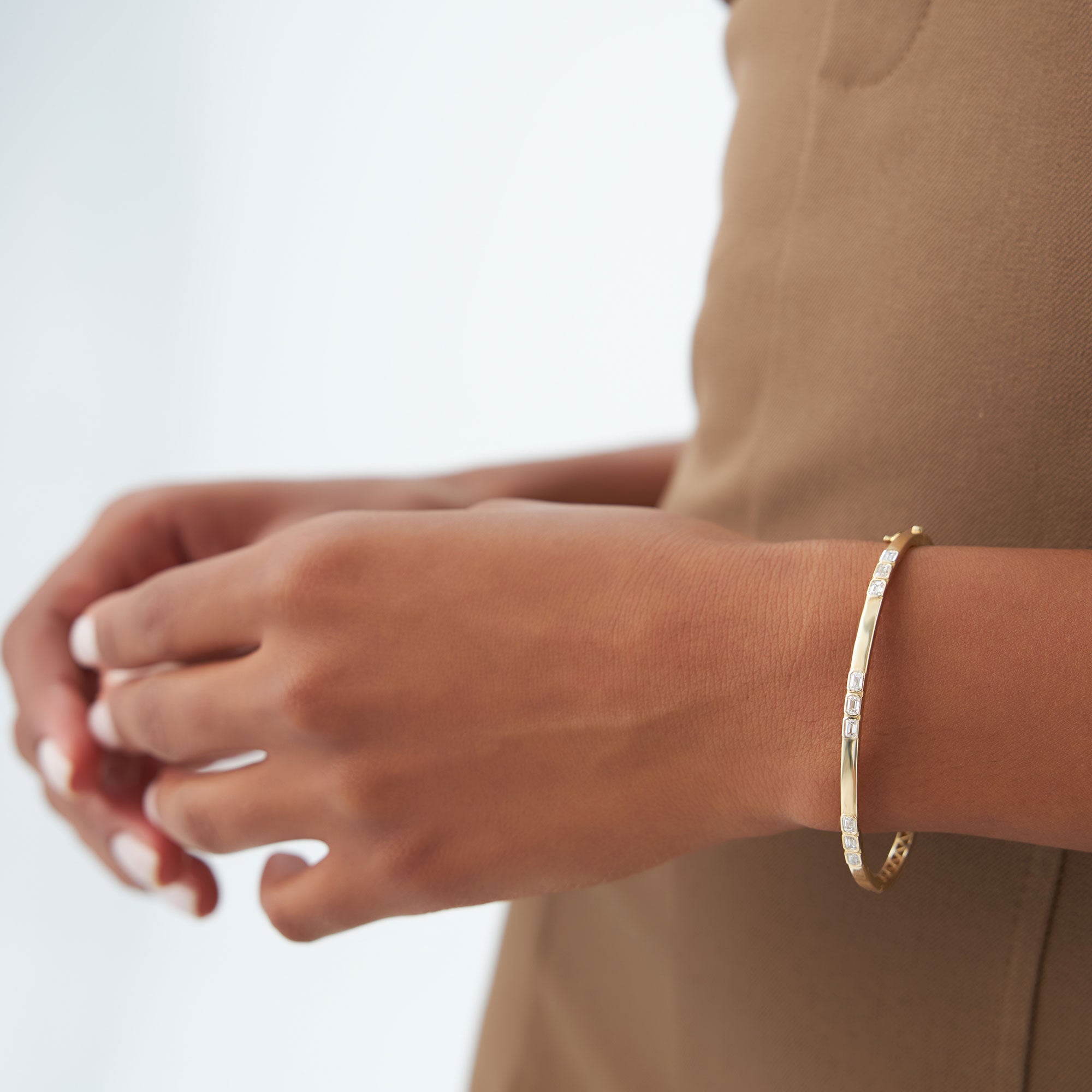 Emerald Cut Bezel Setting Bangle