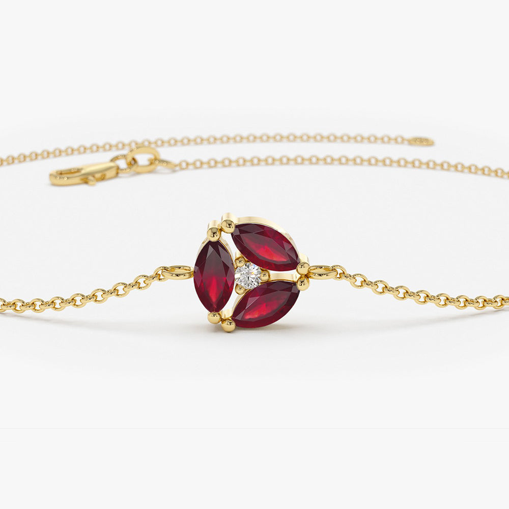 Marquise Ruby Cluster Bracelet