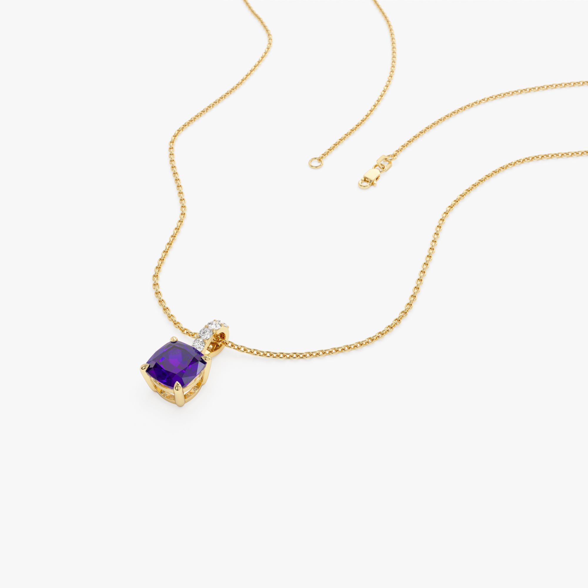 Cushion Cut Amethyst with Diamond Bail