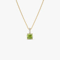 Cushion Cut Peridot with Diamond Bail