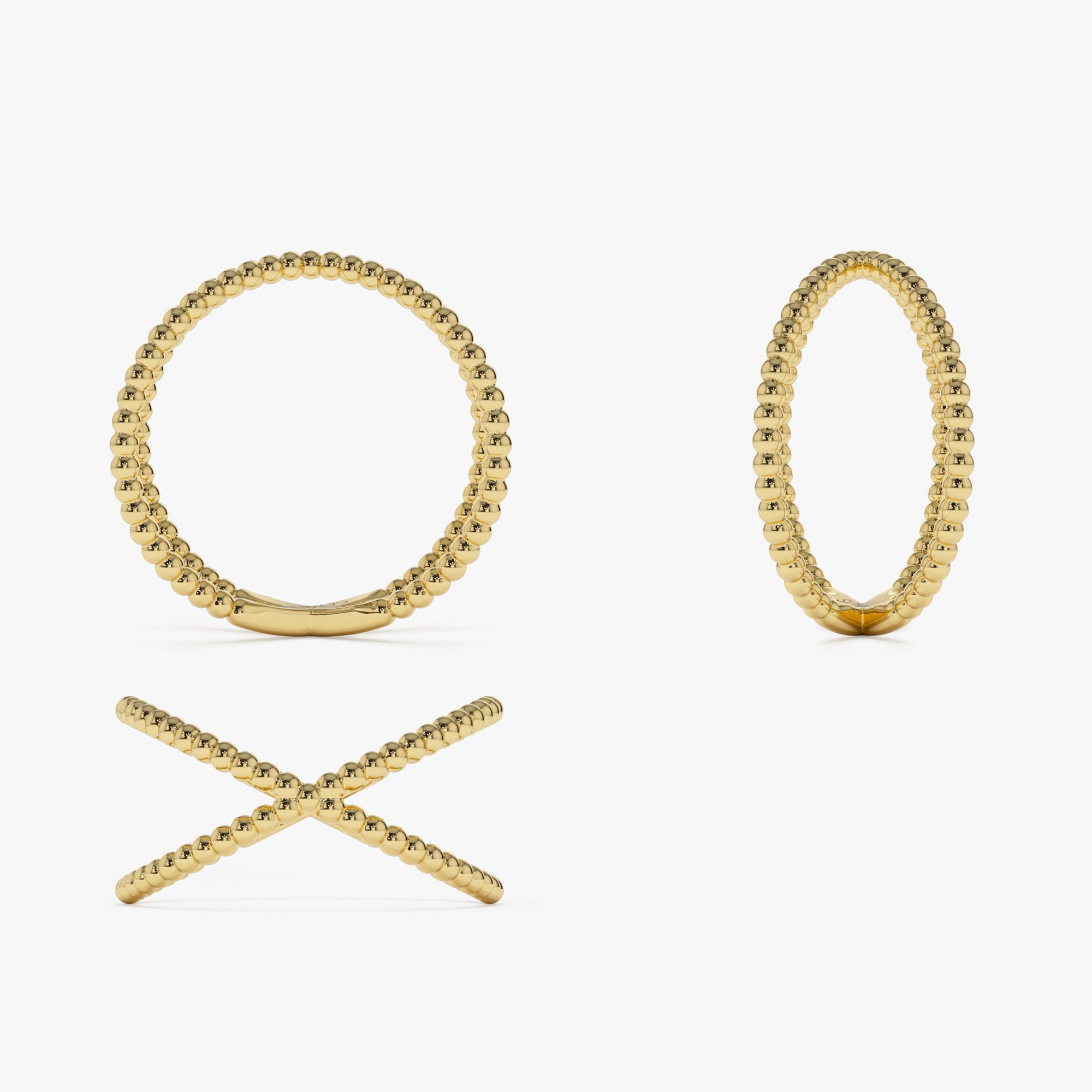 Beaded Band Criss Cross Statement Ring