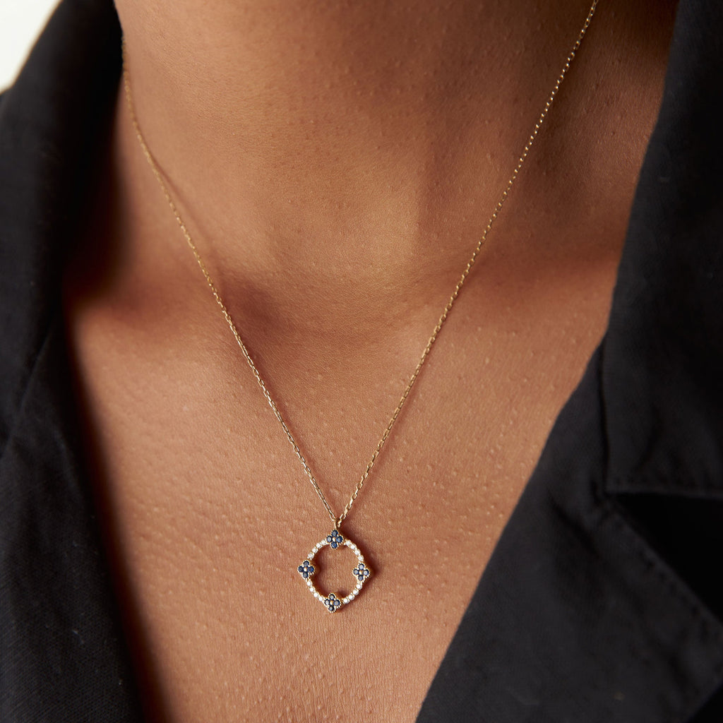 Sapphire Clover Necklace