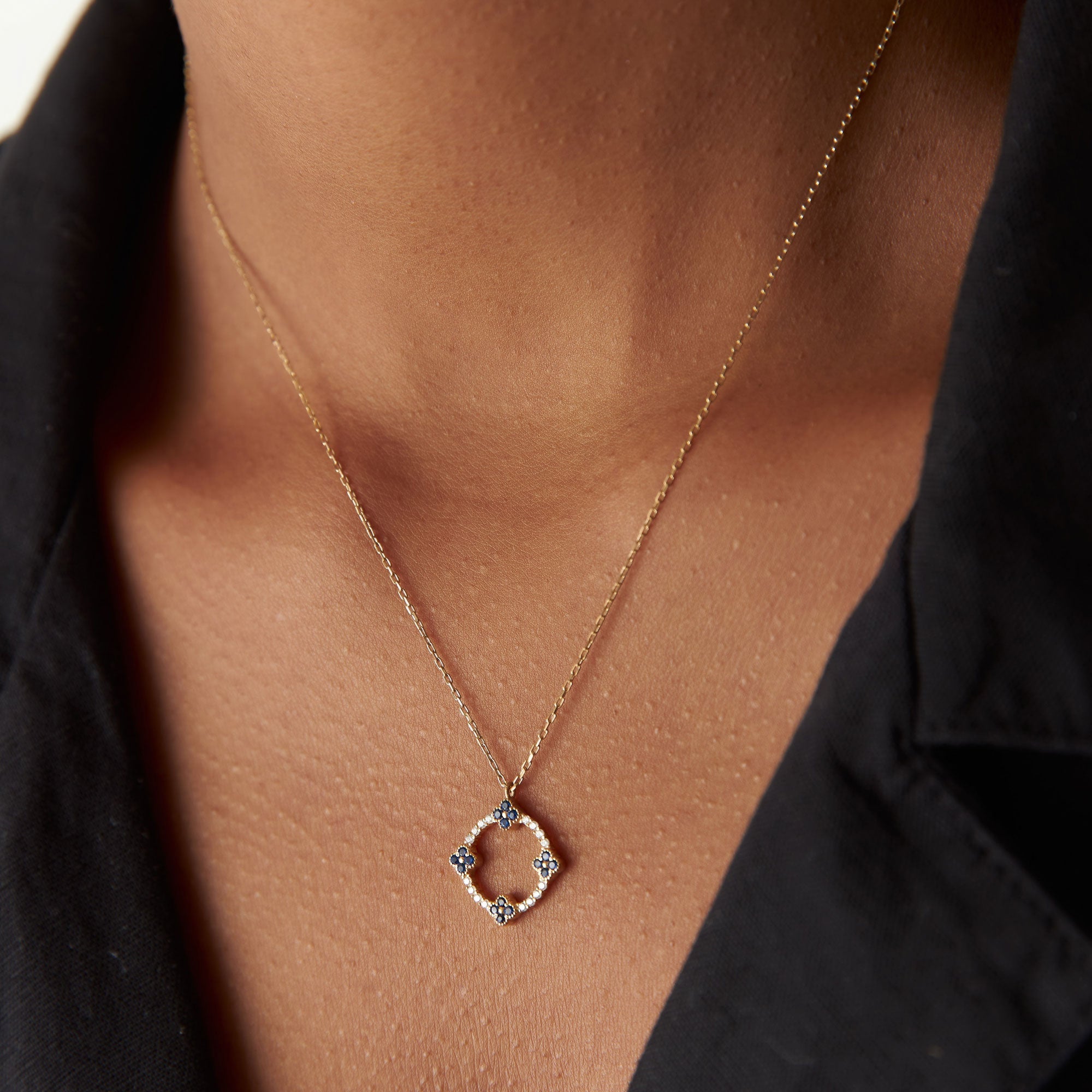 Sapphire Clover Necklace