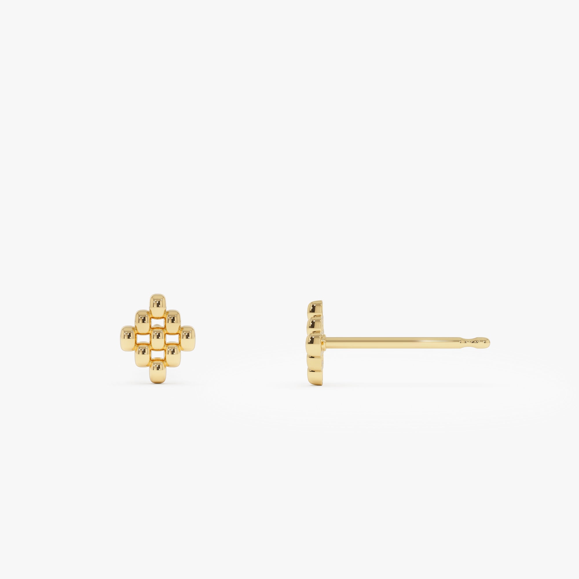 Geometric Beaded Stud Earrings