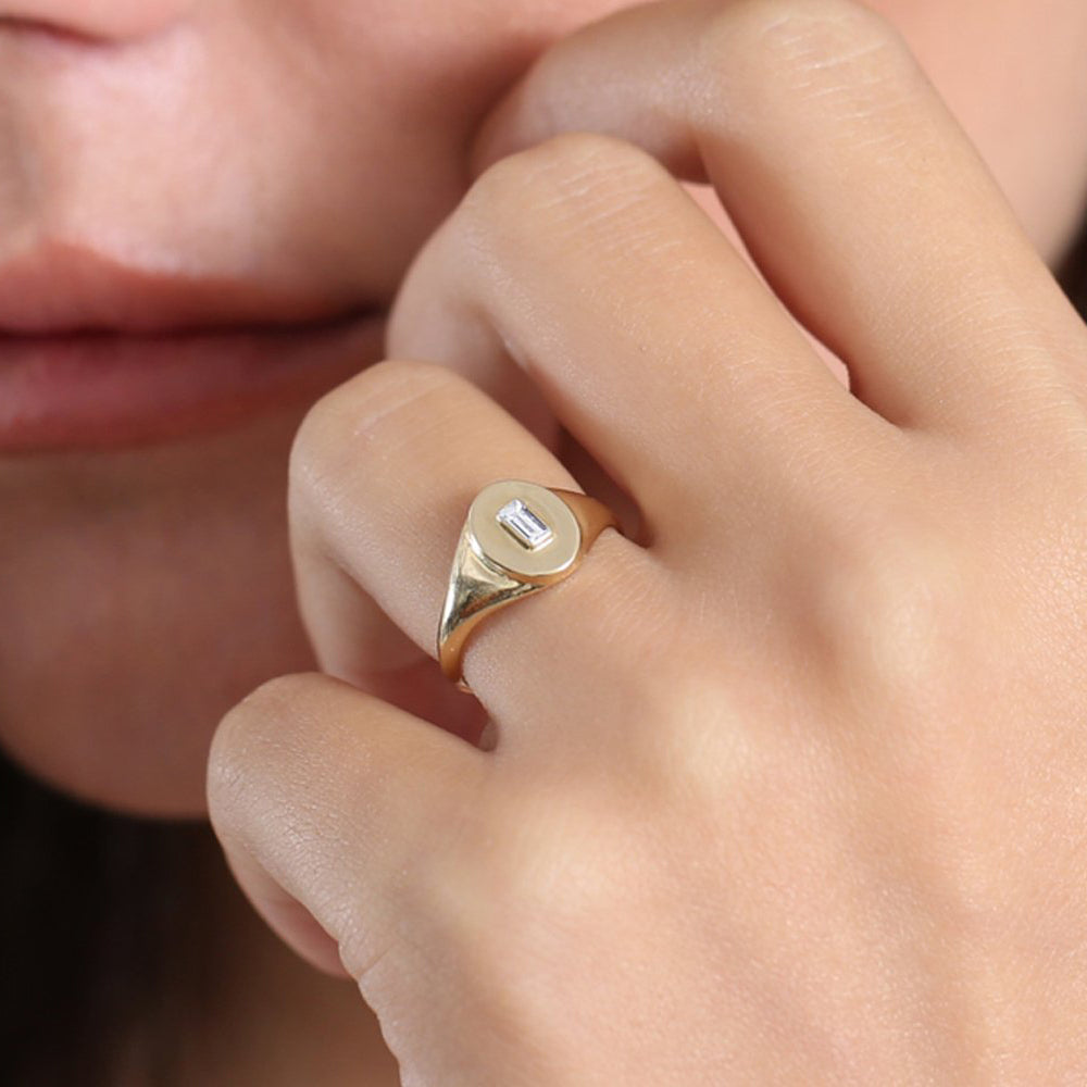 Baguette Diamond Signet Ring
