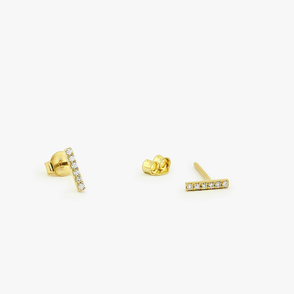 Diamond Bar Stud Earrings