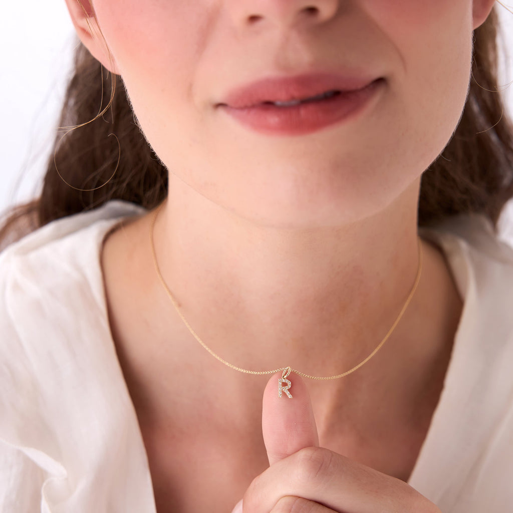 Diamond Initial Pendant on a Bail