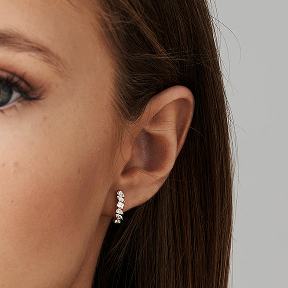 Mixed Diamond Shapes Statement Stud Earrings