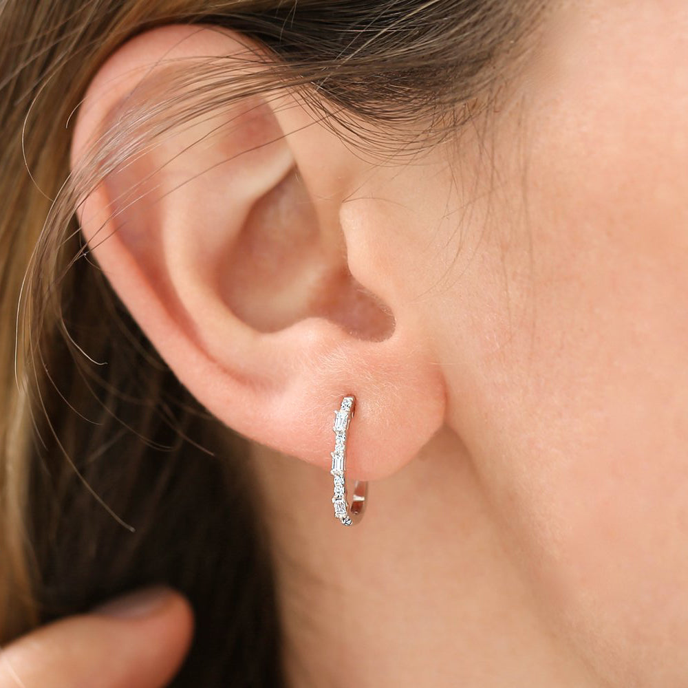 Baguette And Round Diamond Earrings