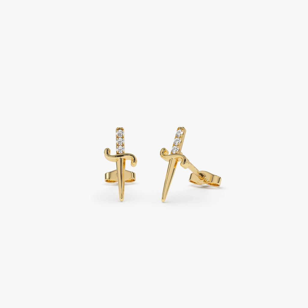 Mini Sword Diamond Earrings