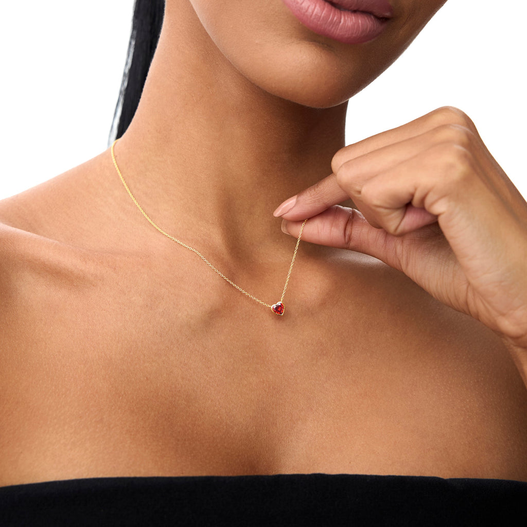 Heart Shaped Garnet Layering Necklace