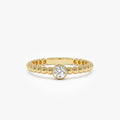 Beaded Solitaire Diamond Bezel Ring