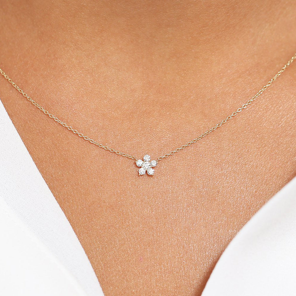 Flower Charm Diamond Necklace