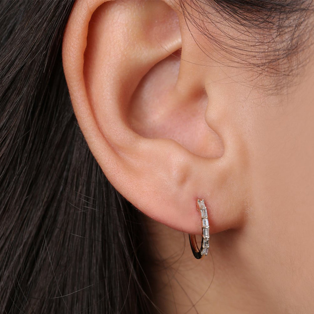 Mini Baguette Huggie Earrings