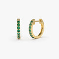 Emerald Huggie Hoop Earrings