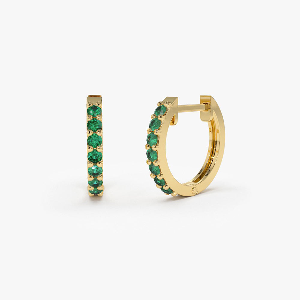 Emerald Huggie Hoop Earrings