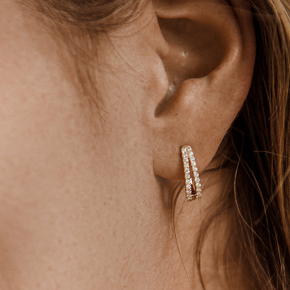Double Hoop Diamond Earrings