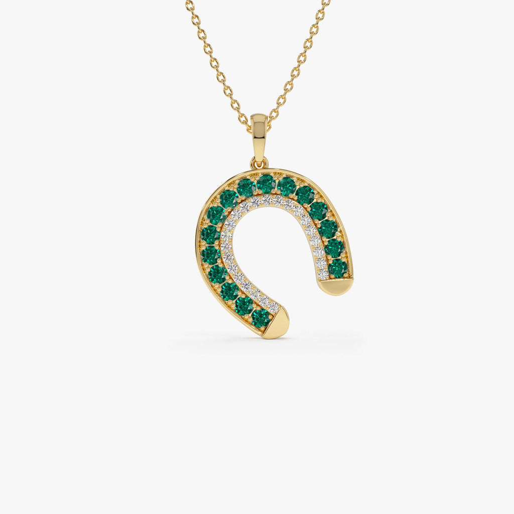 Emerald and Diamond Horseshoe Pendant