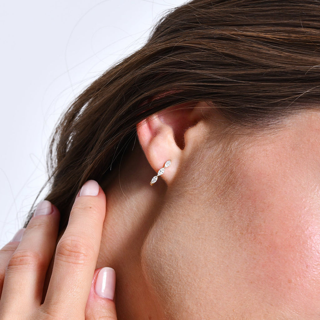 Marquise Diamond Open Hoop Earrings